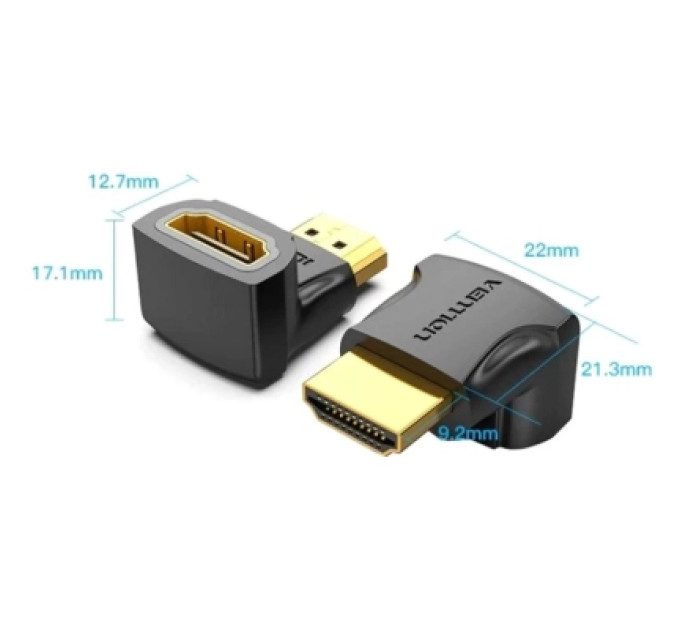 Vention Перехідник HDMI F to HDMI M 90° 4K 60Hz PVC Vention (AIOB0)
