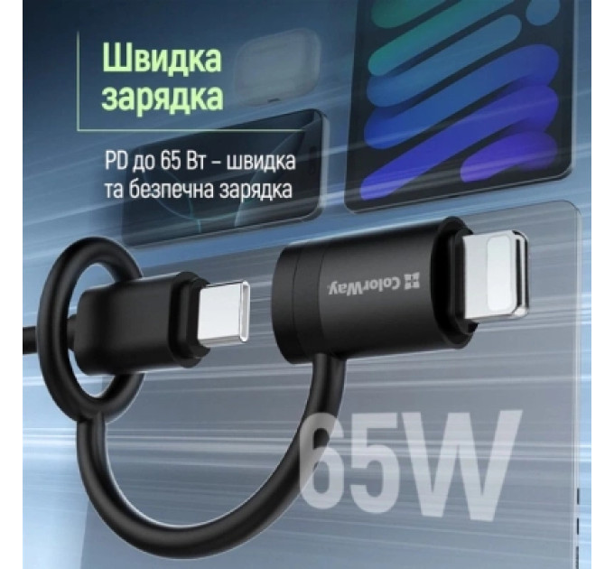 ColorWay Перехідник USB-C F to Lightning M black ColorWay (CW-AD-LC)