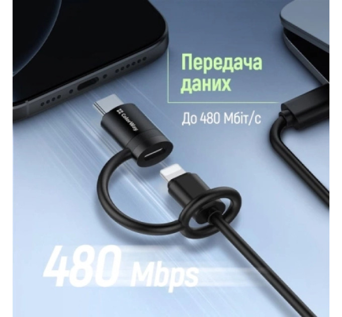 ColorWay Перехідник Lightning F to USB-C M black ColorWay (CW-AD-CL2)