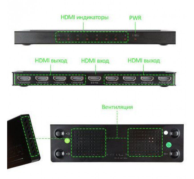 Розгалужувач PowerPlant HDMI 1x8 V1.4 (CA911516)