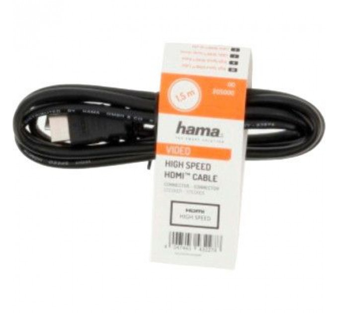 Кабель мультимедійний HDMI to HDMI 1.5m Black Hama (00205000)