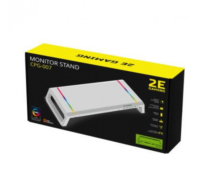 Підставка до монітора 2E GAMING, USB hub, backlight / RGB, White (2E-CPG-007-WT)
