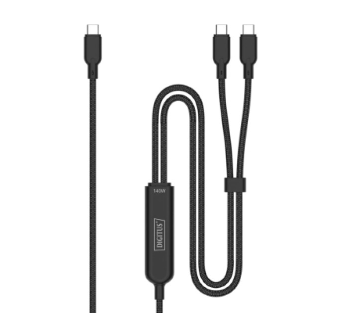 Digitus Дата кабель USB-C to 2xUSB-C 1.8m 140W black Digitus (AK-300170-018-S)