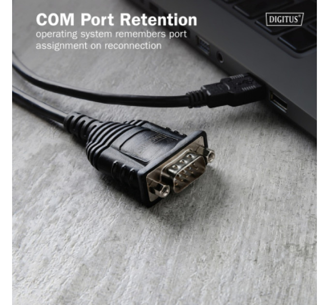 Digitus Кабель для передачі даних USB 2.0 AM to COM 1.8m DB9 RS232 FT232RNL black Digitus (DA-70172)