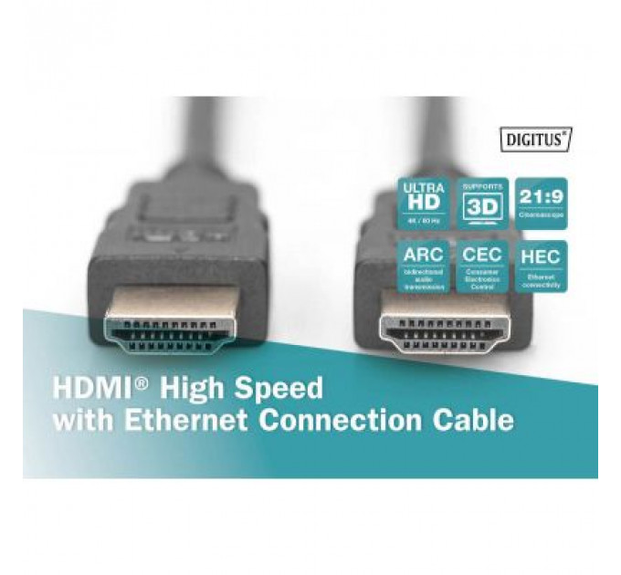 Кабель мультимедійний HDMI to HDMI 1.0m UHD 4K Digitus (AK-330107-010-S)
