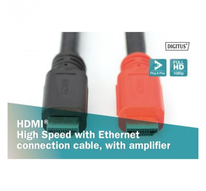 Кабель мультимедійний HDMI to HDMI 10.0m UHD 4K Amplifier Digitus (AK-330118-100-S)