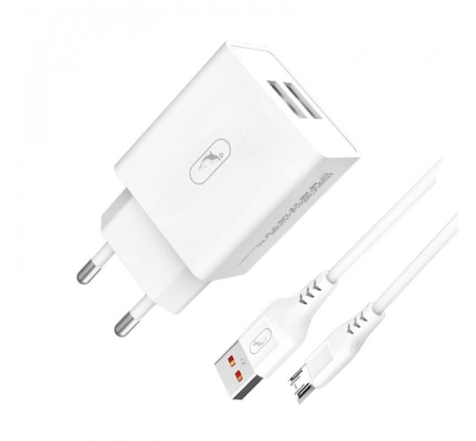 SkyDolphin Зарядний пристрій SkyDolphin SC30V (2USB, 2.1A) White (MZP-000114) + кабель microUSB