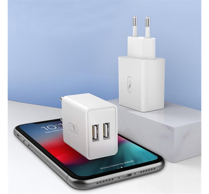 SkyDolphin Зарядний пристрій SkyDolphin SC30V (2USB, 2.1A) White (MZP-000114) + кабель microUSB