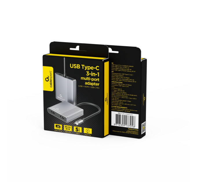 Cablexpert Док-станція Cablexpert USB-C 3-в-1 (A-CM-COMBO3-04)