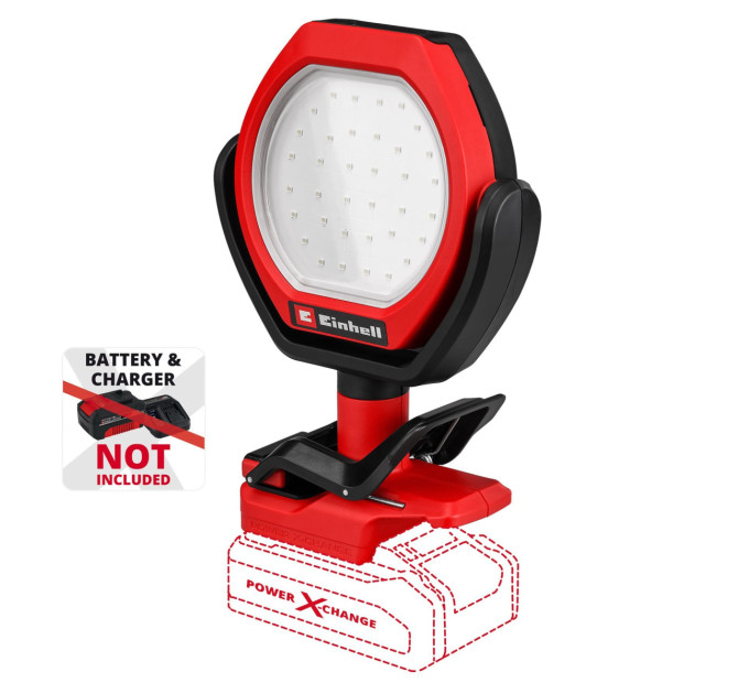 Einhell Лампа акумуляторна Einhell GC-OL 18/1500 Li - Solo, PXC, 18В, 36 LED, 1500лм, 7000 К, 3 режими яскравотсі, 0.45кг без АКБ та ЗП