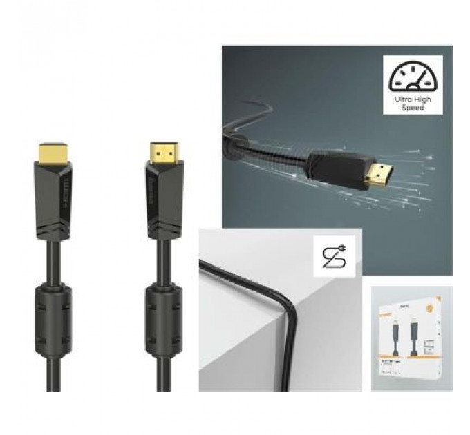 Кабель мультимедійний HDMI to HDMI 10.0m 4K Ethernet Gold Black Hama (00205009)