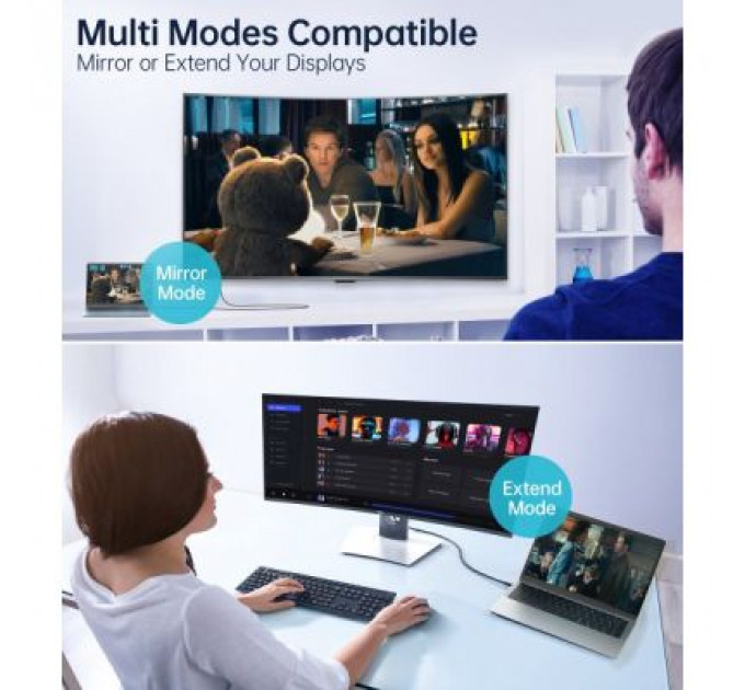Кабель мультимедійний USB-C to DisplayPort 1.8m 8K 30Hz Choetech (XCP-1803-BK)
