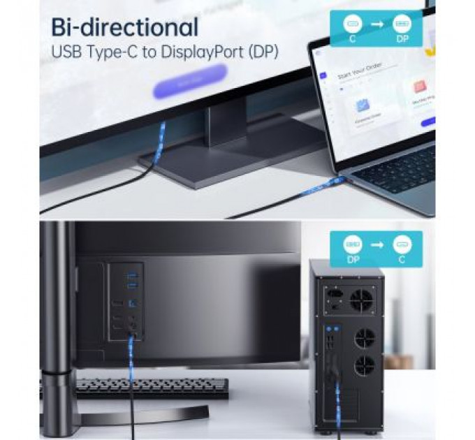 Кабель мультимедійний USB-C to DisplayPort 1.8m 8K 30Hz Choetech (XCP-1803-BK)