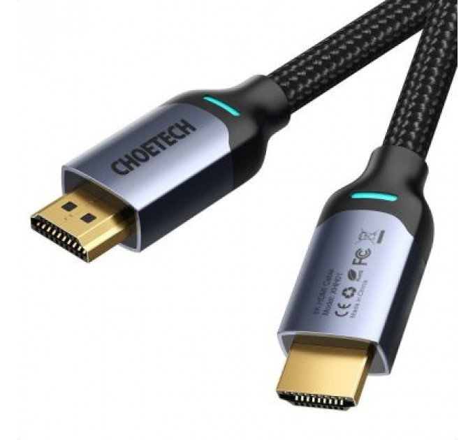 Кабель мультимедійний HDMI to HDMI 2.0m V.2.1 8K 60Hz HDR10 HLG 48Gbps YUV 444 Choetech (XHH01-BK)