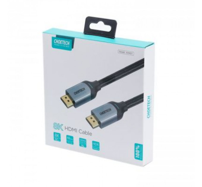 Кабель мультимедійний HDMI to HDMI 2.0m V.2.1 8K 60Hz HDR10 HLG 48Gbps YUV 444 Choetech (XHH01-BK)