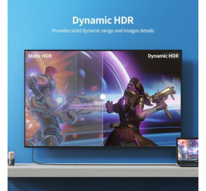 Кабель мультимедійний HDMI to HDMI 2.0m V.2.1 8K 60Hz HDR10 HLG 48Gbps YUV 444 Choetech (XHH01-BK)