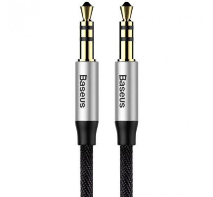Кабель мультимедійний 3.5mm M/M 0.5m Yiven M30 black-silver Baseus (CAM30-AS1)