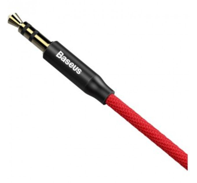 Кабель мультимедійний Jack 3.5mm Yiven M30 M/M 1.5m red-black Baseus (CAM30-C91)