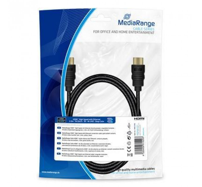 Кабель мультимедійний HDMI to HDMI 2.0m MRCS197 Mediarange (MRCS196)