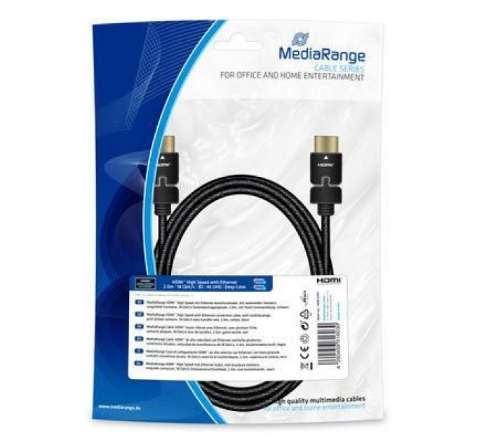 Кабель мультимедійний HDMI to HDMI 2.0m MRCS210 Mediarange (MRCS197)