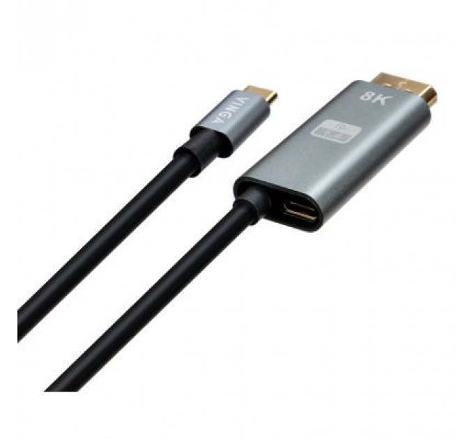 Кабель мультимедійний USB-C to DisplayPort 1.5m v1.4 8K60Hz PD 100W port Vinga (VCPVCCD1415PD)