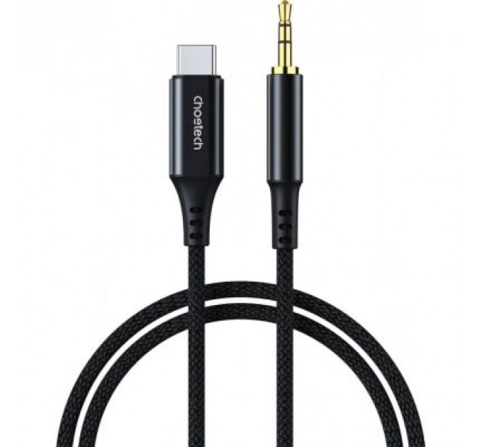 Кабель мультимедійний AUX USB-C to TRS Audio 3.5mm M/M DAC Chip 96kHz 1.0m black Choetech (AUX006)