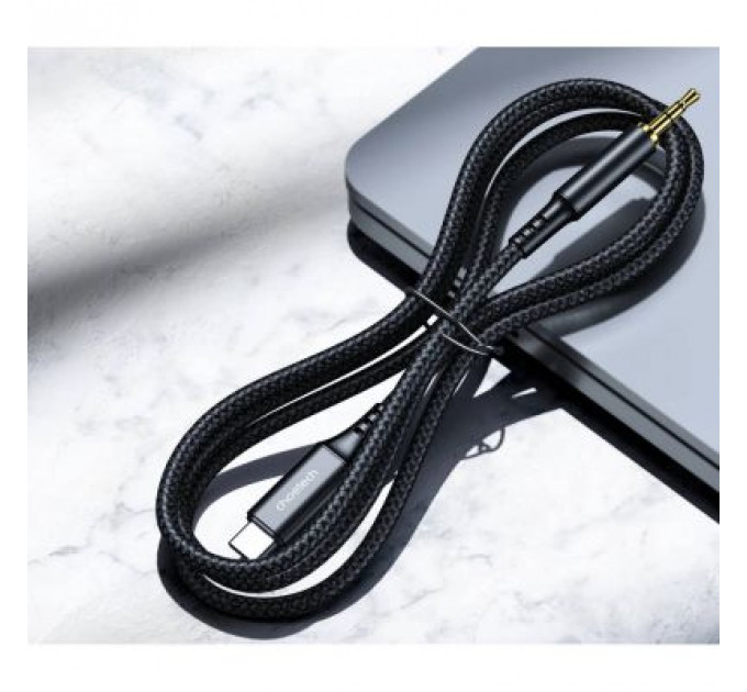 Кабель мультимедійний AUX USB-C to TRS Audio 3.5mm M/M DAC Chip 96kHz 1.0m black Choetech (AUX006)