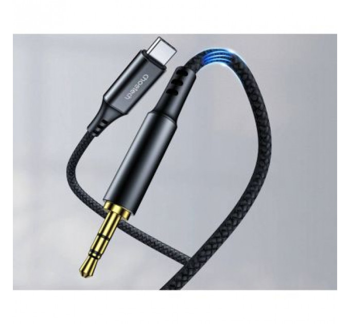 Кабель мультимедійний AUX USB-C to TRS Audio 3.5mm M/M DAC Chip 96kHz 1.0m black Choetech (AUX006)