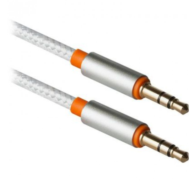 Кабель мультимедійний AUX Audio 3.5mm M/M 1.2m JACK01-03 white Defender (87513)