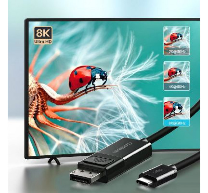 Кабель мультимедійний USB 3.1 Type-C to DisplayPort 1.8m V1.4 Thunderbolt 3 4K60Hz PVC Choetech (XCP-1803)