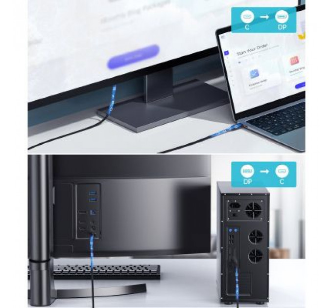 Кабель мультимедійний USB 3.1 Type-C to DisplayPort 1.8m V1.4 Thunderbolt 3 4K60Hz PVC Choetech (XCP-1803)