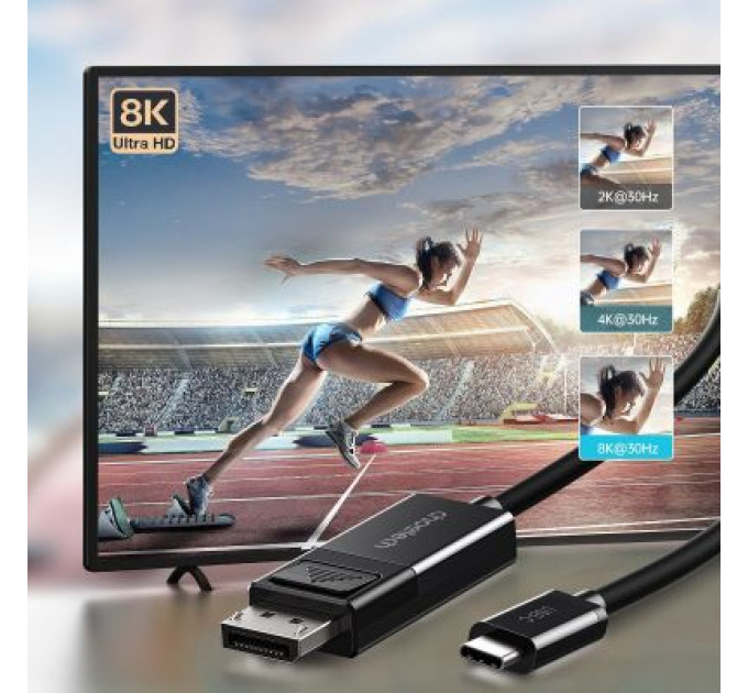 Кабель мультимедійний USB 3.1 Type-C to DisplayPort 1.8m V1.4 Thunderbolt 3 4K60Hz PVC Choetech (XCP-1803)