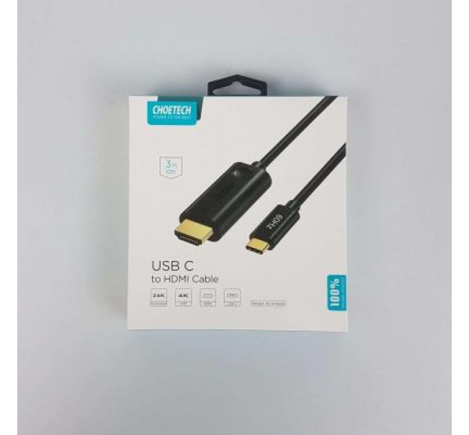 Кабель мультимедійний USB-C to HDMI 3.0m USB 3.1 Thunderbolt 3 Choetech (XCH-0030)