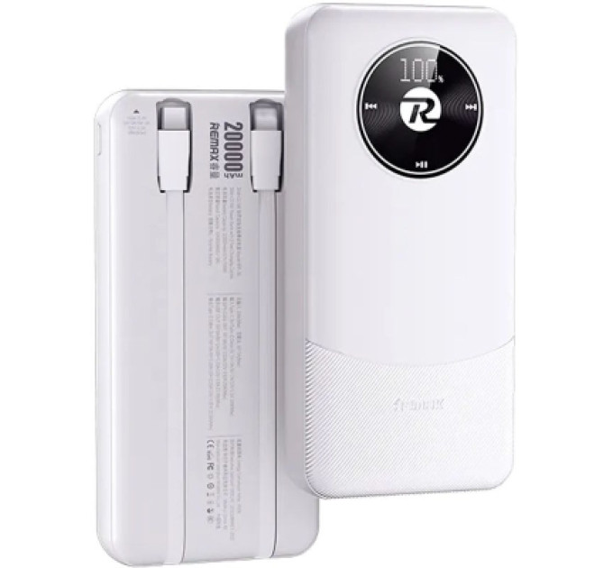 Remax Батарея універсальна Remax 20000mAh, 22.5W, Black (RPP-38 / 45364 / White)