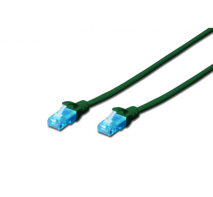 Патч-корд CAT 5e U-UTP, Cu, PVC AWG 26/7, довжина 10 м, колір зелений DK-1511-100/G DIGITUS by ASSMANN