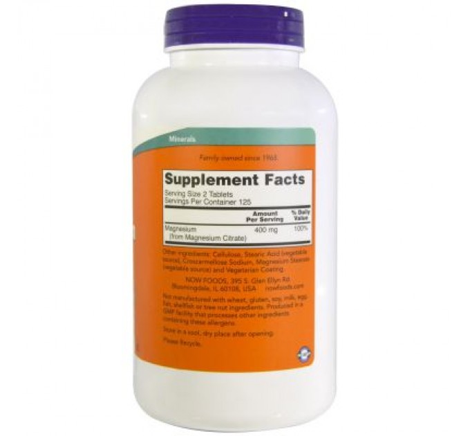 Мінерали Now Foods Цитрат Магнію 200мг, 250 таблеток (NOW-01292)