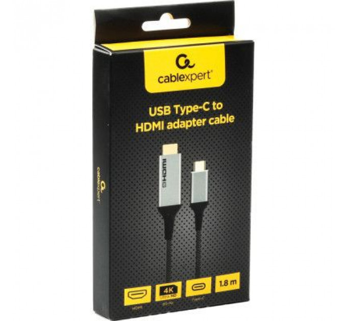 Кабель мультимедійний USB-C to HDMI 1.8m 4K 60Hz Cablexpert (A-CM-HDMIM4K-1.8M)
