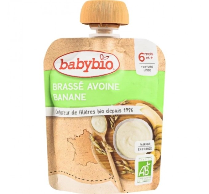 Дитяче пюре BabyBio Органічне з вівсяного молока з бананом 85 г (54098)