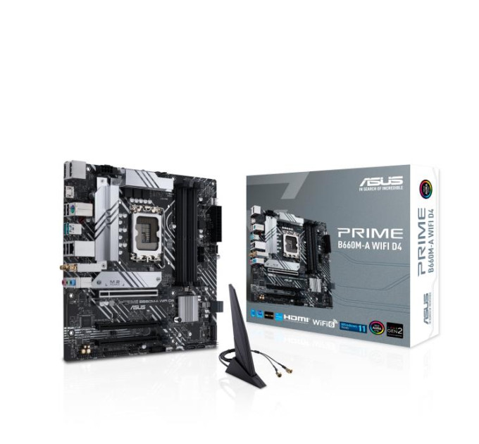 ASUS components Материнcька плата ASUS PRIME B660M-A WIFI D4 s1700 B660 4xDDR4 M.2 HDMI DP Wi-Fi BT mATX