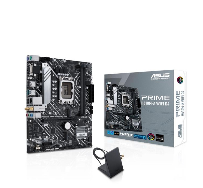 ASUS components Материнcька плата ASUS PRIME H610M-A WIFI D4 s1700 H610 2xDDR4 M.2 HDMI D-Sub DP Wi-Fi BT mATX