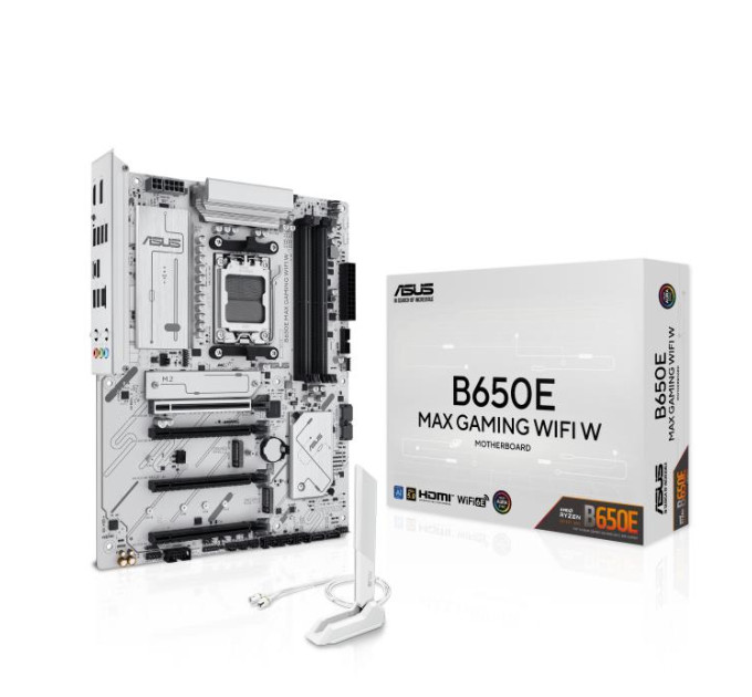 ASUS components Материнcька плата ASUS B650E MAX GAMING WIFI W sAM5 B650 4xDDR5 M.2 HDMI DP Wi-Fi BT ATX білий
