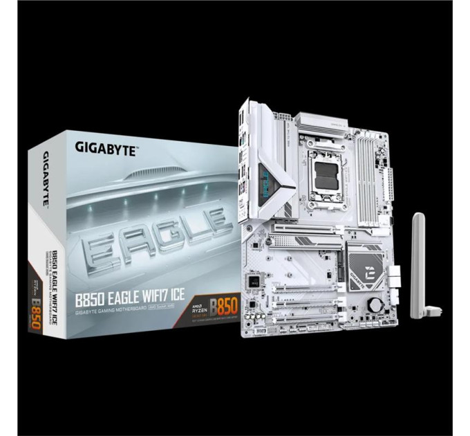Gigabyte components Материнська плата GIGABYTE B850 EAGLE WF7 ICE sAM5 B850 4xDDR5 M.2 HDMI DP Wi-Fi BT ATX білий