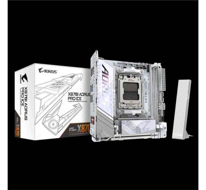 Gigabyte components Материнська плата GIGABYTE X870I AORUS PRO ICE sAM5 X870I AORUS PRO ICE 2xDDR5 M.2 Wi-Fi BT HDMI Type-C ATX білий