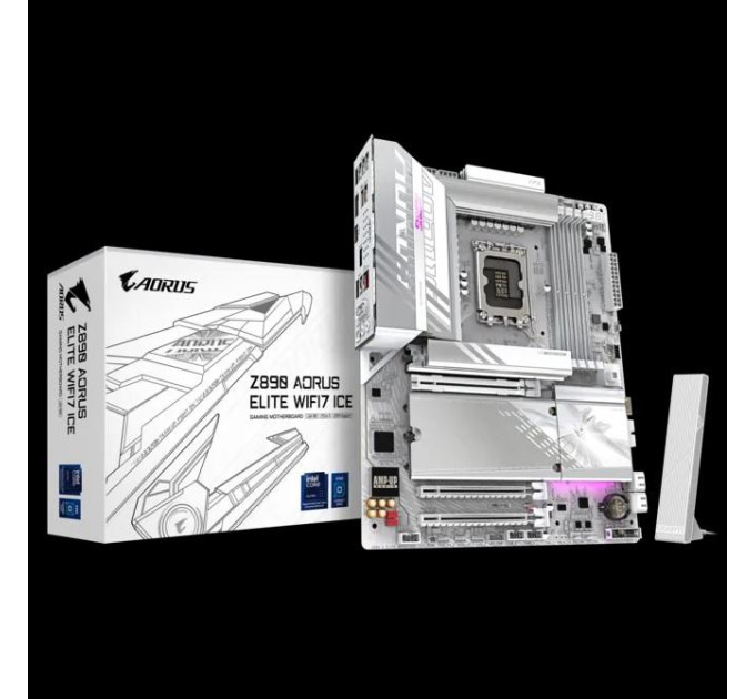 Gigabyte components Материнська плата GIGABYTE Z89 AORUS ELITE WF7 ICE s1851 Z890 4xDDR5 M.2 HDMI DP Wi-Fi BT ATX білий