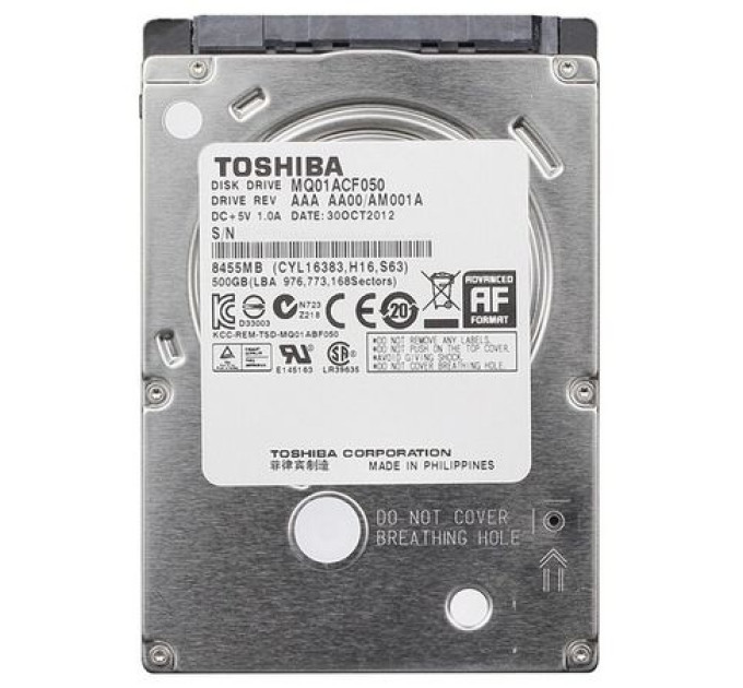 TOSHIBA_ Накопичувач HDD 2.5" SATA  500GB Toshiba 7200rpm 16MB (MQ01ACF050) Ref