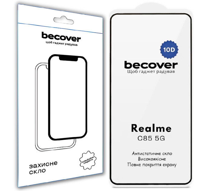 BeCover Захисне скло BeCover для Realme C85 5G 10D Black (715140)