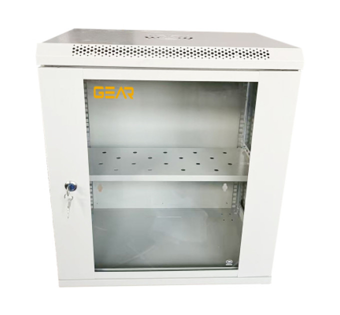 GEAR Шафа настінна GEAR 12U 19" 600x450x650 мм, + полка 19", grey (GWMSN-12U-600-450G)