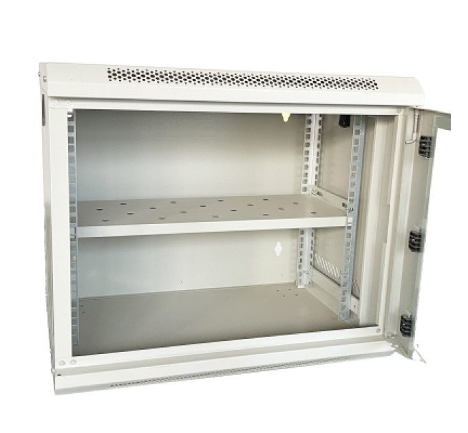 GEAR Шафа настінна GEAR 9U 19" 600x450x500 мм, + полка 19", grey (GWMSN-9U-600-450G)