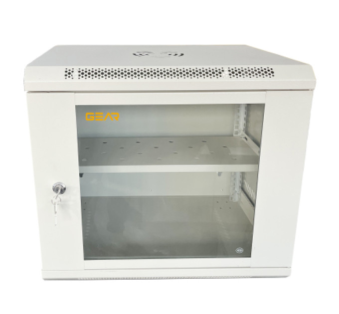 GEAR Шафа настінна GEAR 9U 19" 530x400x450 мм, + полка 19", grey (GWMSN-9U-530-400G)