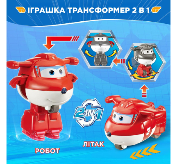 Super Wings Фігурка Super Wings трансформер Transform-a-Bots Джетт (Jett) (EU780010)